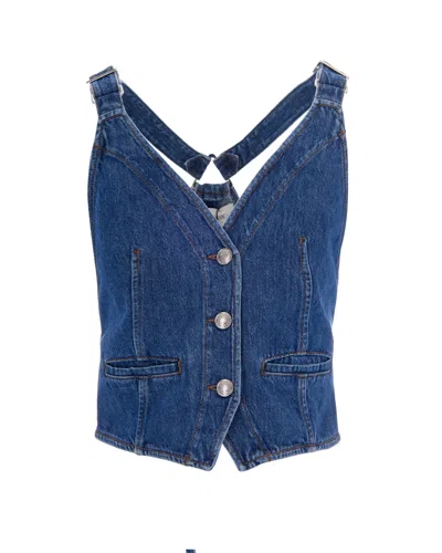 Sportmax Rigid Indigo Denim Denim Gilet In Blue