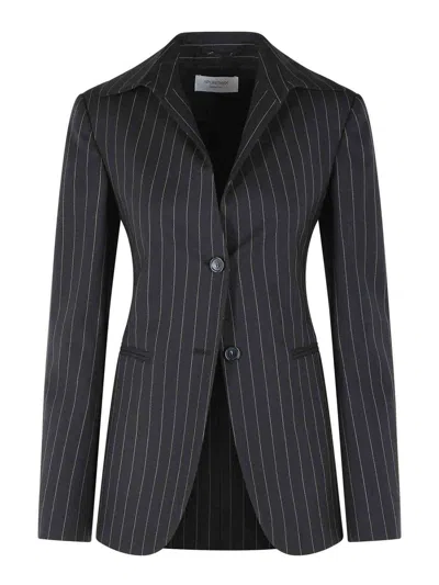 Sportmax Rive Tight Blazer In Black Virgin Wool Blend