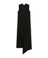 Sportmax Sport Max Long Asymmetrical Viscose Twill Dress In Black