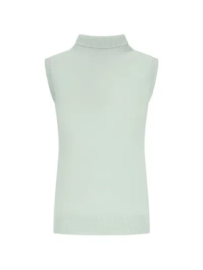 Sportmax Roll-neck Sleeveless Sweater In Blue