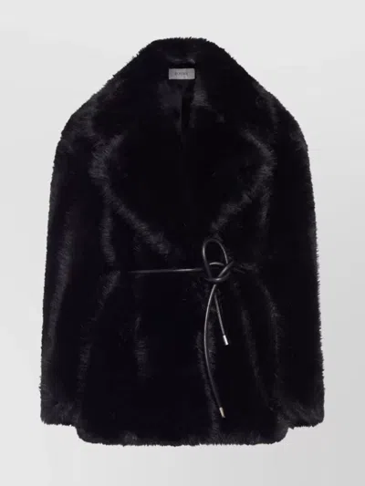 SPORTMAX ROSARIA COAT WITH BELT AND FAUX FUR