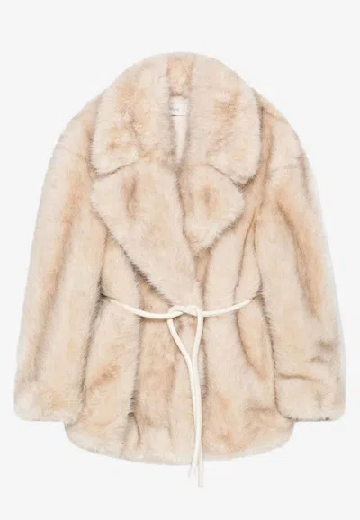 SPORTMAX ROSARIA FAUX FUR BELTED COAT