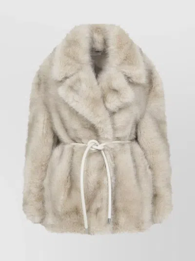 Sportmax Beige Rosaria Faux Fur Coat In Neutral