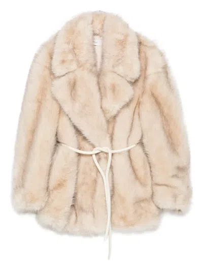 Sportmax Rosaria Faux-fur Coat In Neutral