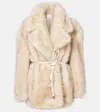 Sportmax Chic Jacket With Faux Fur And Belt In Neutral