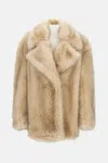 Sportmax Belted Faux Fur Coat With Long Sleeves In Neutral