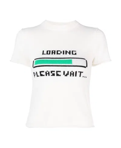 Sportmax Round-collar Short-sleeve Sweater In White