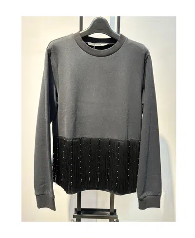 Sportmax Round Neck Spliced Sweater In Black