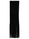Sportmax Long Rectangular Scarf Featuring Fringe Embellishments In Black
