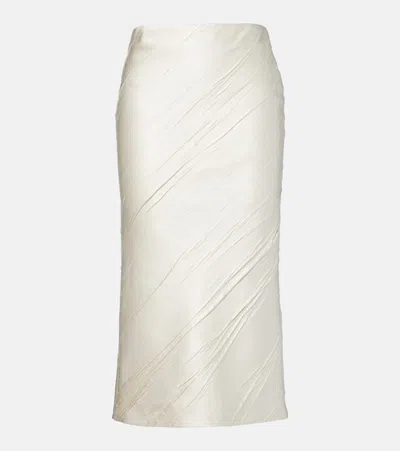 Sportmax Ruta Pleated Satin Pencil Skirt In White