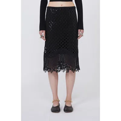 Sportmax Sala Sequin Net Lace Skirt In Black