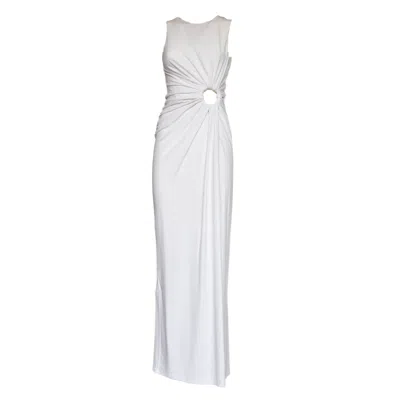 Sportmax Saletta Draped Viscose Blend Midi Dress In White
