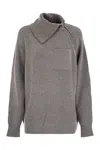 Sportmax Salpa Cashmere Blend Sweater With Zip In Gray