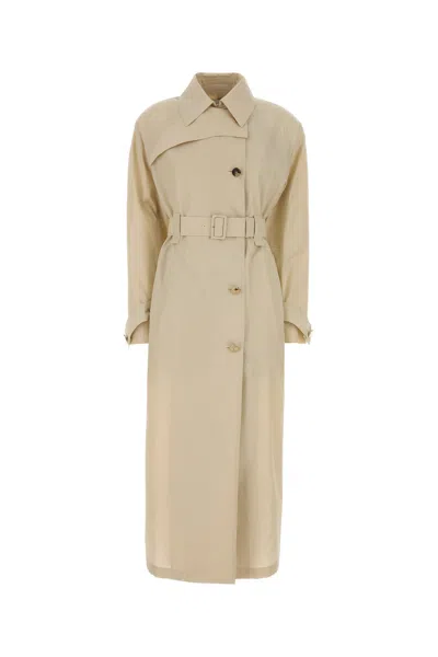 Sportmax Sand Cupro Blend Zavorra Trench Coat In Neutral