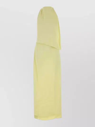 Sportmax Satin Halter Neck Dolmen Long Dress In Green