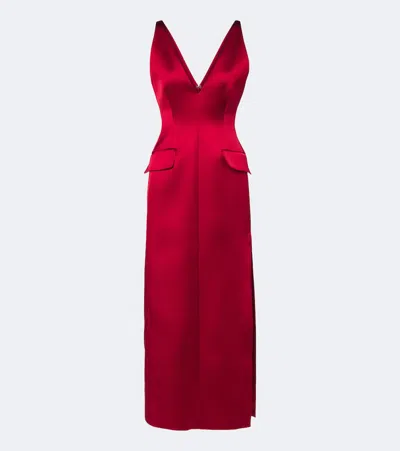 Sportmax Satin Midi Dress In Red