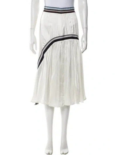 Pre-owned Sportmax Satin Midi Length Skirt In White