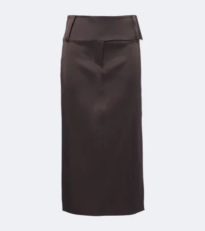 Sportmax Satin Midi Skirt In Brown
