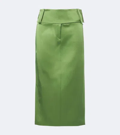 Sportmax Satin Midi Skirt In Green
