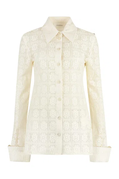 Sportmax Sava Lace Shirt In Beige