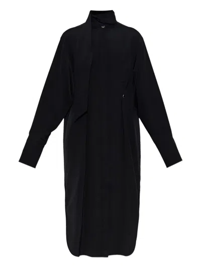 Sportmax Tie-neck Shirt Midi Dress In Black