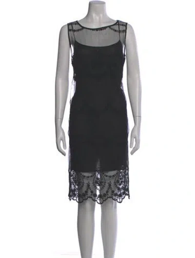 Pre-owned Sportmax Scoop Neck Knee-length Dress In Black