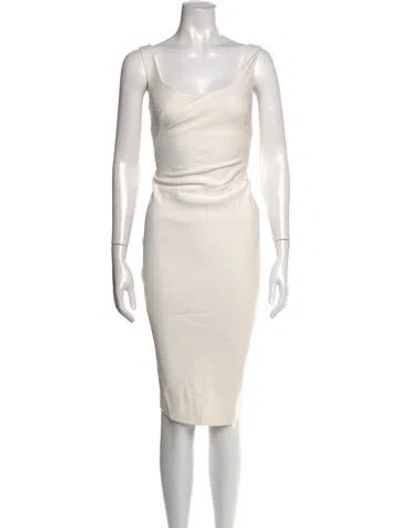 Pre-owned Sportmax Scoop Neck Knee-length Dress In White