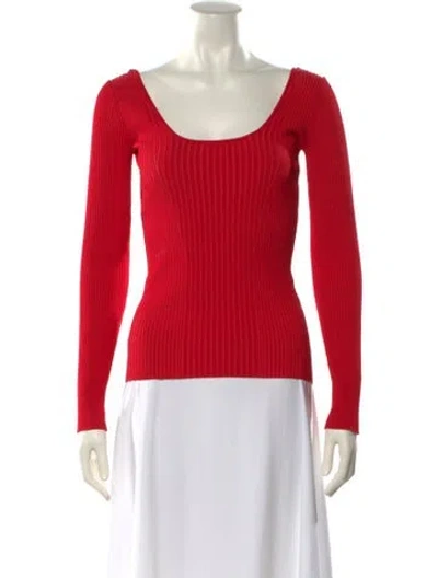Pre-owned Sportmax Scoop Neck Long Sleeve Top In Red