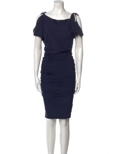 Pre-owned Sportmax Scoop Neck Midi Length Dress In Blue