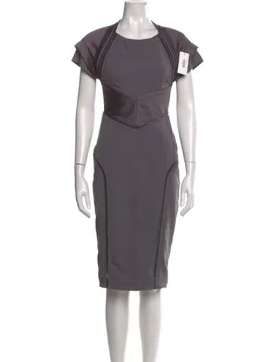 Pre-owned Sportmax Scoop Neck Midi Length Dress In Gray