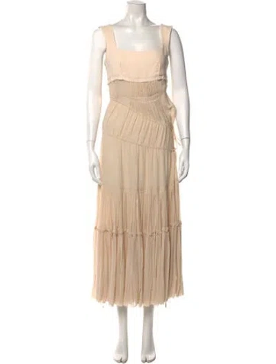 Pre-owned Sportmax Scoop Neck Midi Length Dress In Neutral
