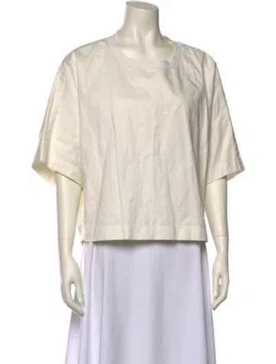 Pre-owned Sportmax Scoop Neck Short Sleeve Blouse In Neutral