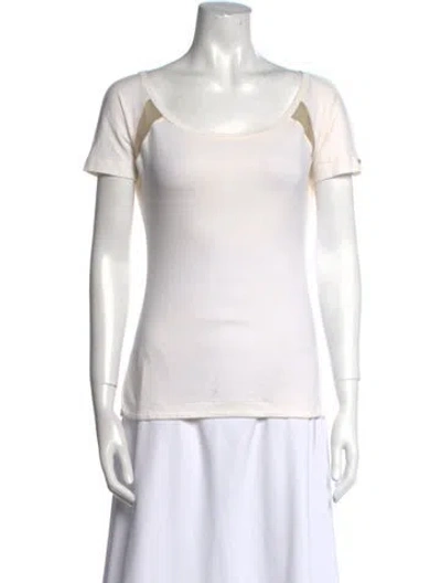 Pre-owned Sportmax Scoop Neck Short Sleeve T-shirt In White