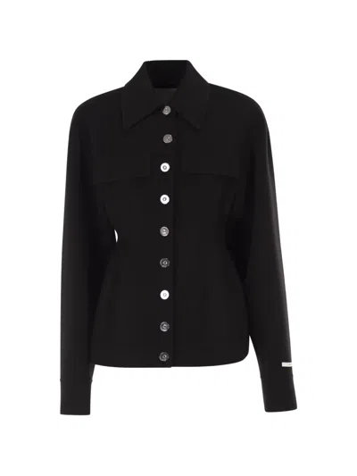 Sportmax Spxarena Tailored Virgin Wool Jacket With Sculpted Silhouette In Black