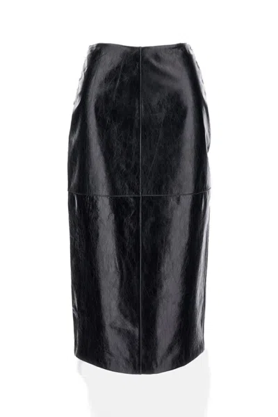 Sportmax Sculpted Leather Midi Skirt In Black