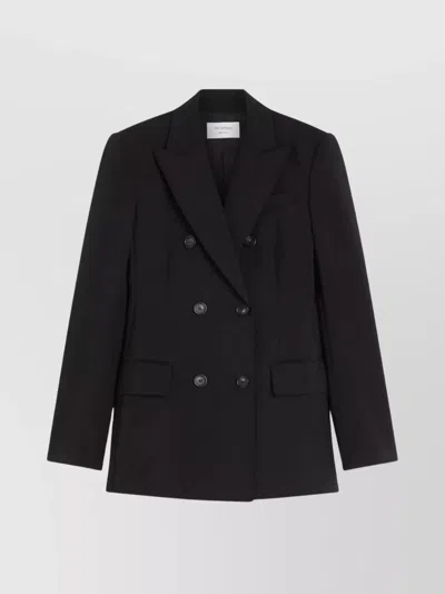 Sportmax Double-breasted Wool Suit In Black