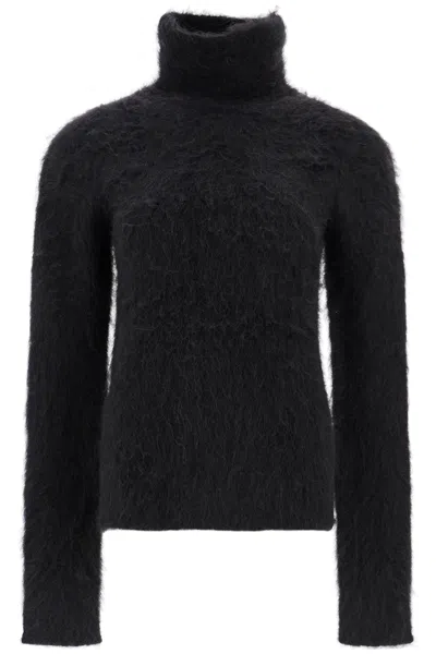 Sportmax Elgar Fluffy Alpaca Blend Knit Sweater In Black