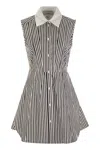 Sportmax Front Dart Striped Dress With Flared Hem In Multicolor