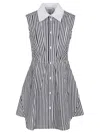 Sportmax Front Dart Striped Dress With Flared Hem In Nero