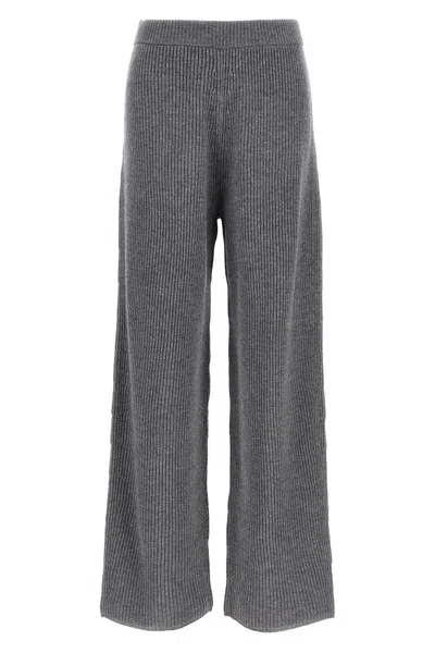 Sportmax Ribbed Straight Trousers In Gray