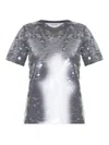 Sportmax Fitted Grey T-shirt With Hexagonal Sequin Detailing In Black