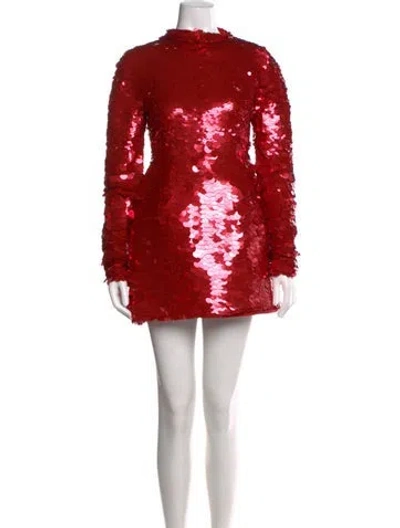 Pre-owned Sportmax Sequin Mini Dress W/ Tags In Red