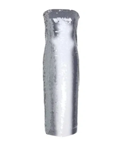 Sportmax Sequin Sleeveless Dress In Silver