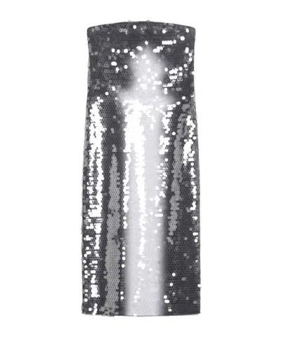 Sportmax Midi Dress With Gradient Sequin Effect In Silver