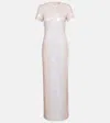 Sportmax Slit Back Midi Dress With Sequin Embellishment In White
