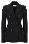 Sportmax Double-breasted Virgin Wool Blazer In Black