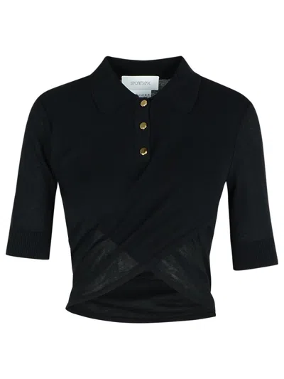 SPORTMAX SPORTMAX 'SHAKER' BLACK COTTON SWEATER