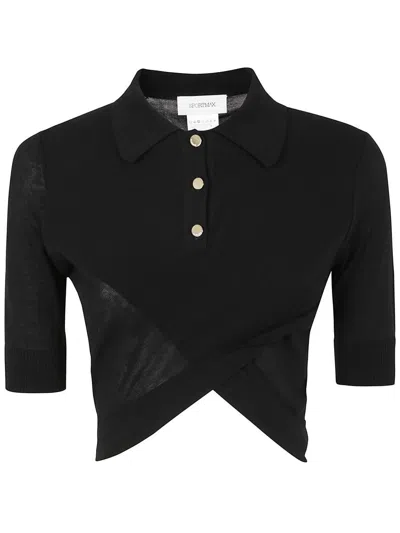 Tシャツ・カットソー SPORTMAX SS25 SHAKER CROPPED POLO SHIRT (2512361052600 005) Sportmax Shaker Cropped Polo Shirt Clothing In Black | ModeSens