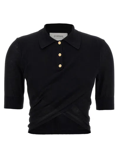 Sportmax Shaker Cropped Polo Shirt Clothing In Black