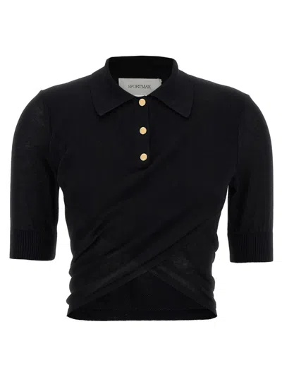 Sportmax Shaker Cropped Polo Shirt Clothing In Black